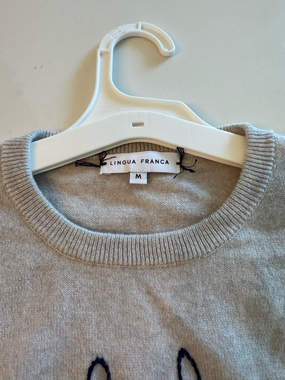 Lindsey Ivory Gray 'fake president' Embroidered Crewneck Sweater - Picture 2 of 6